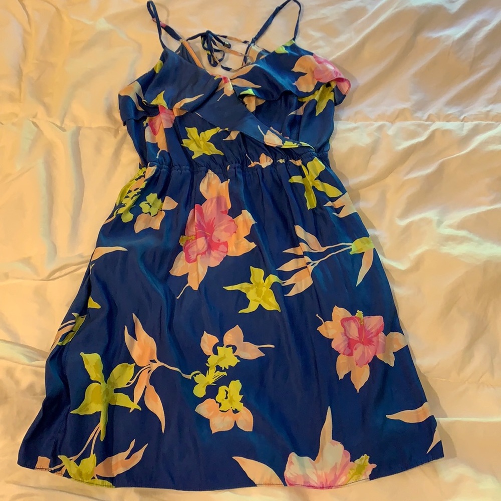 American Eagle Dress Blue Hawaiian Floral Pockets!